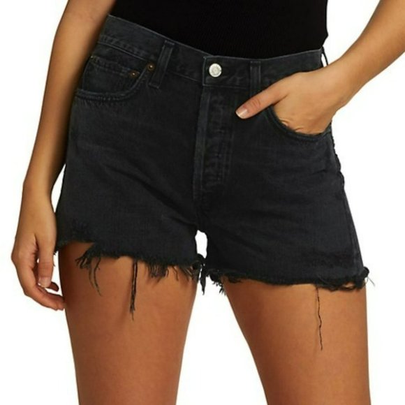 Agolde Pants - AGOLDE Parker Jean short black button fly